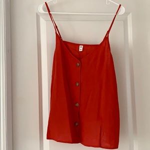 Red button-up strappy tank